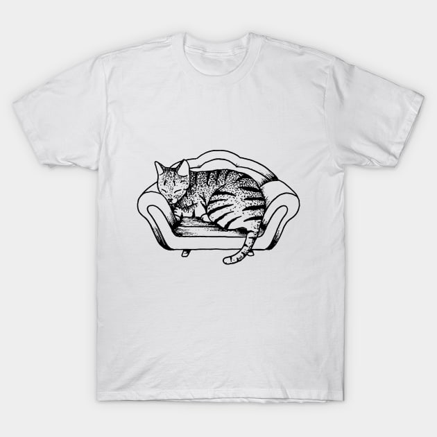 Tiger Cat Sofa T-Shirt by RicardoCarn